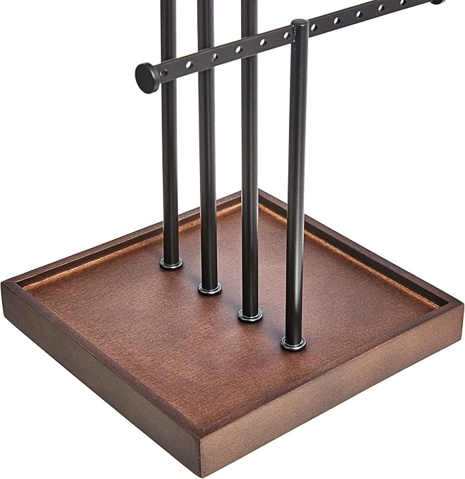 Amazon Basics Four-Tier Jewelry Tree Stand - Walnut/Black