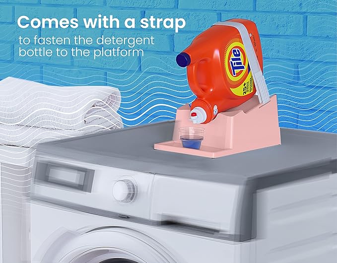 TidyFriend Laundry Detergent Holder Stand Organizer with Drip Tray, 2 Pack Laundry Soap Holder with Non-Slip Rubber Feet for Washing Space Organization, Angled Downward Slope for Easy Pouring (Rose)