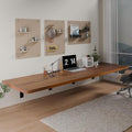 IAE Floating Wall Mounted Folding Table Desk with Pine Wood,72" x 22" Foldable Workbench,Fold Down Wall Mounted Foldable Desk with Shelf Brackets,Laundry Folding Table for Home,Dining,Kitchen,Teak