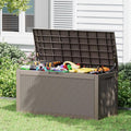 100 Gallon Outdoor Storage Box Waterproof, Resin Deck Box Doubles as 2-Person Bench Seat, Lockable Patio Storage Boxes Outdoor Waterproof for Furniture, Gardening Tools, Grey