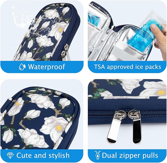 YOUSHARES Insulin Cooler Travel Case TSA Approved Medication Diabetic Supplies Cooler for Travel Refrigerated Medicine Organizer Bag with 2 Ice Pack