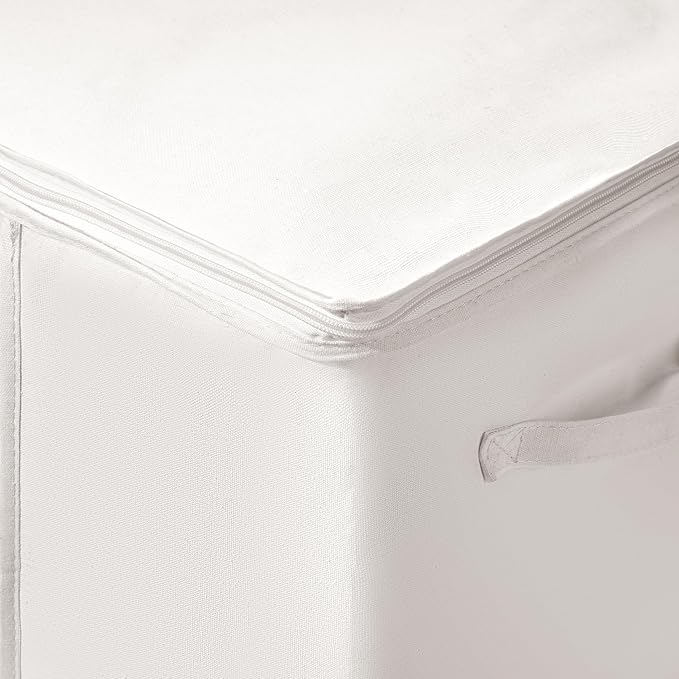 TYEERS Large Storage Bags with Zipper and Clear Window, Cotton Blended Fabric Storage Containers for Seasonal Clothes and Bedding, 23.6x15.7x13.8 Inches, 4-Pack, Beige