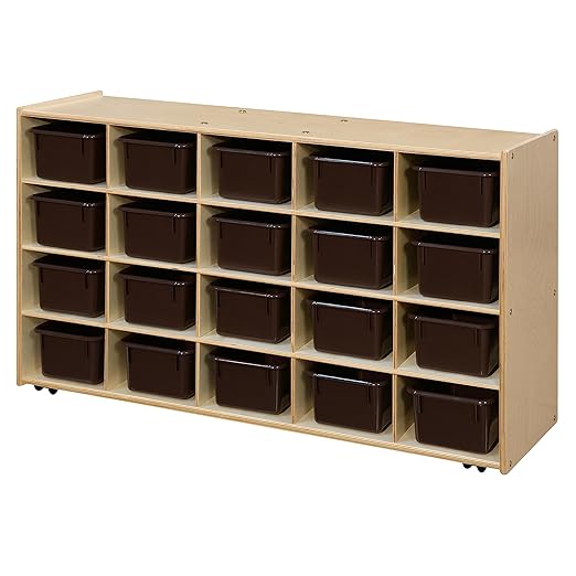 Contender C14502F-C5 (COO2Z) Mobile 20 Tray Storage with Brown Trays - Assembled with Casters