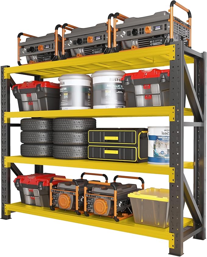 5000LBS Garage Shelving Heavy Duty, 59” W Storage Shelves, 4-Tier Adjustable Metal Storage Shelves, Steel Industrial Shelving Unit, Metal Shelving for Garage, Basement, Warehouse (59x20x79in)