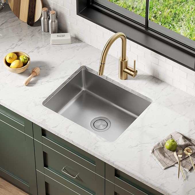 KRAUS Dex 21-inch Undermount 16 Gauge Stainless Steel Single Bowl Kitchen Sink, KA1US21B