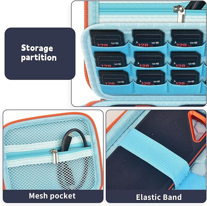 Case Compatible with SanDisk 1TB 2TB 4TB 500GB 8TB for SanDisk Extreme PRO Portable SSD External Hard Drive, Memory Card SD SDXC SDHC Card Storage Holder Organizer - for 2 Pcs SSD (Blue)
