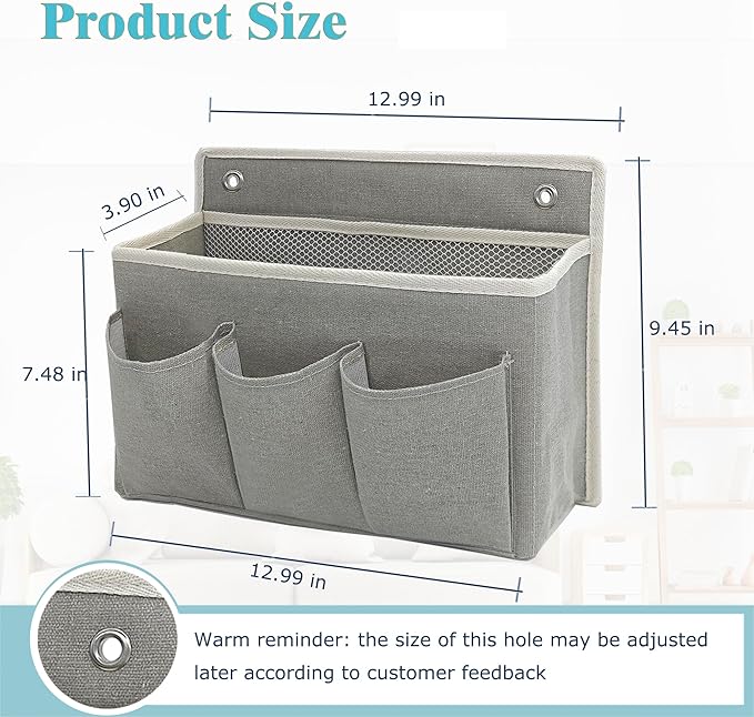 Wall Hanging Organizer Bag/Hanging Baskets with Large Mesh Compartment & 3 Pockets，Over the Door Hanging Organizer Space Saving Storage for Bedroom,RV Camper, Closet (Gray - 1 Pack)