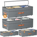 Under Bed Storage with Wheels, 2Pack 71L Under the Bed Storage Containers, Adjustable Underbed Drawer with Lids, Underbed storage Rolling Bin for Shoes, Clothes, Blankets, Grey
