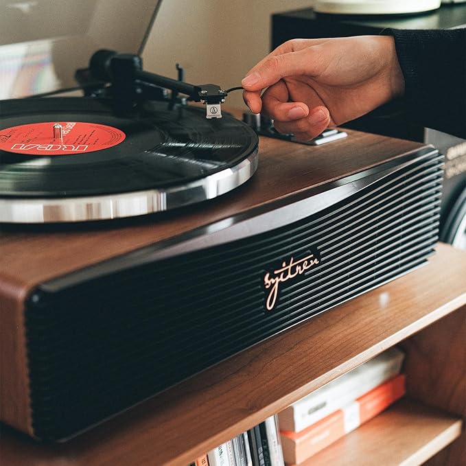 Paron Record Player Vintage Turntable for Vinyl Records with Built-in Speakers Bluetooth Retro Phonograph Wood Walnut