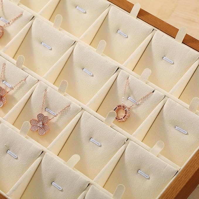 Necklace Organizer, Wood Jewelry Necklace Tray,White Necklace Display For Selling,Premium Earring Storage