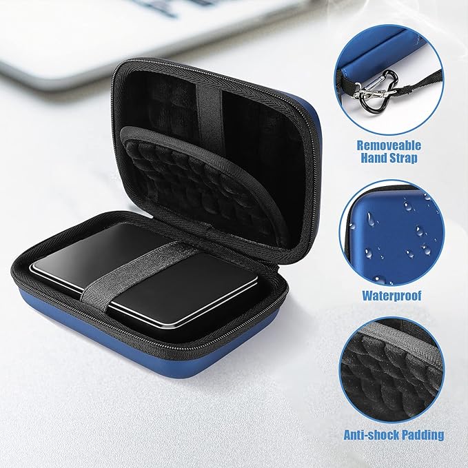 ProCase Hard Drive Case 2.5 Inch for Elements WD My Passport Canvio Basics Seagate Backup Plus Slim Expansion 1TB 2TB 3TB 4TB, Portable External Hard Drive Carrying Case -Navy
