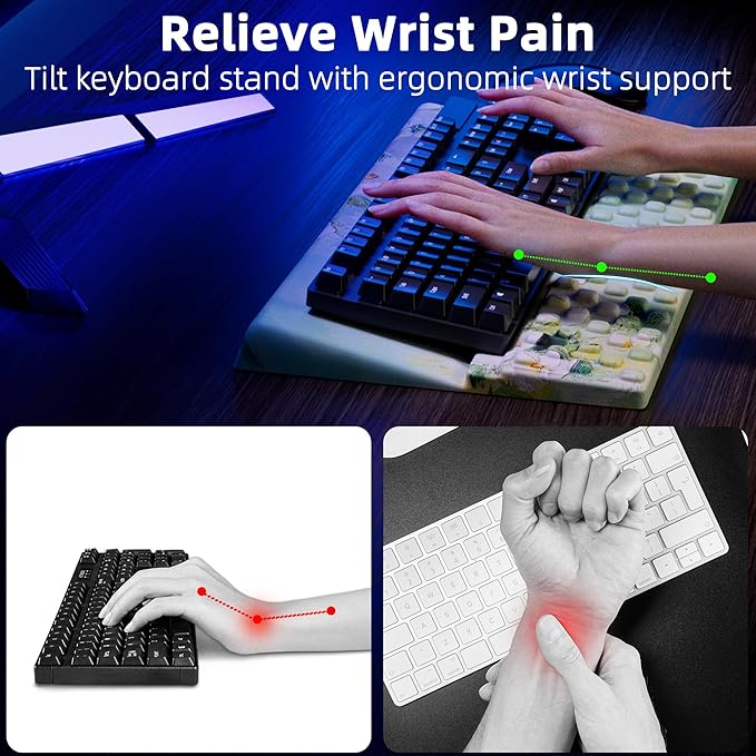 Ospelelf Keyboard Wrist Rest Pad, Comfy Ergonomic Keyboard Stand Holder, Office Desk Accessories, Work from Home Essentials, Anemone Pattern