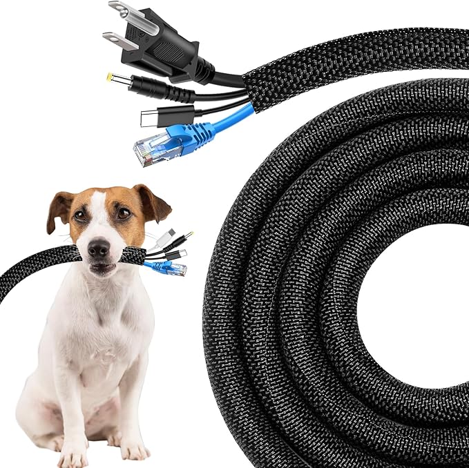 Secbolt Cord Protectors from Pets No Chew, 25ft - 1 inch Ultra Durable Cord Covers for Pets, Bite-Resistant Cable and Wire Protector for Cats, Dogs, Rabbits - Black