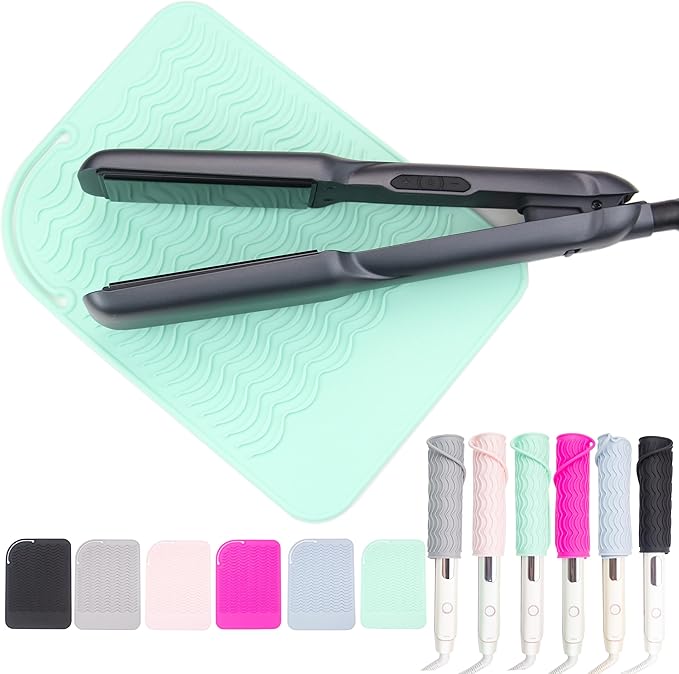 Heysam Heat Resistant Silicone Mat for Hair Styling Tools, 9.0 x 6.5 inches, 450°F Protection, Multiple Colors