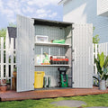 Aoxun White Resin Outdoor Storage Shed with 2 Shelves & Floor, 64 Cu.Ft Vertical Waterproof Cabinet for Garage, Pool, Bike, Garden Tools, Patio Furniture