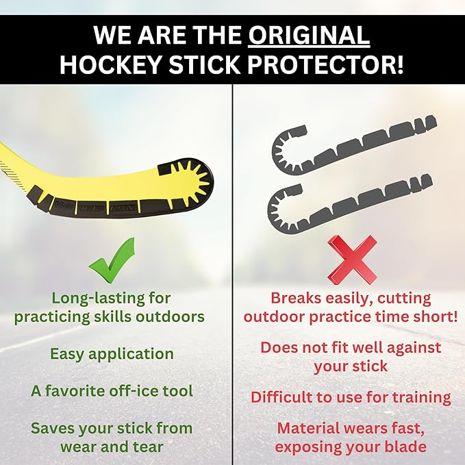 Wraparound Hockey Stick Blade Protector for Off Ice Training - Long Lasting -Cuts to Fit Junior, Senior Sticks - Hockey Training Equipment, Accessories, Gear