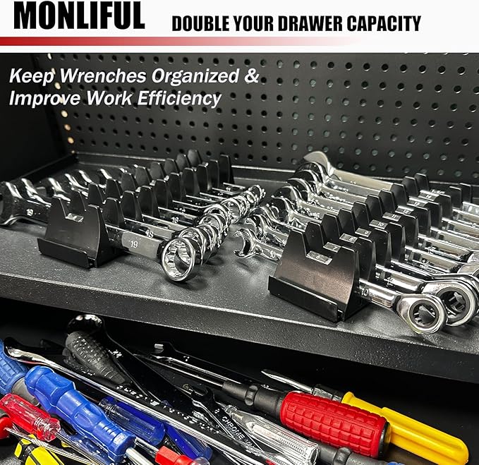 84PCS Magnetic Modular Wrench Organizer Wrench Holder - Wrenchs Tool Organizers for Tool Drawer Storage, Wrenchs Rack with Metric SAE Labels, Tool Storage Set Holder Festival Mechanics pcs