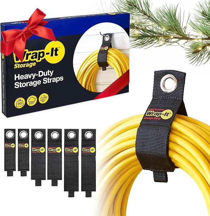 Heavy-Duty Wrap-It Storage Straps (Assorted 6 Pack) - Stocking Stuffer for Dad Extension Cord Organizer, Cable Straps for RV Accessories