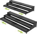 Metal Spice Rack Organizer for Cabinet, 3 Tier Expandable Spice Storage shelf, Great for Kitchen Cabinets, Cupboard,Pantry and Countertop More,Metal plate with hole(2PACKS/BLACK)