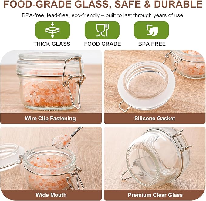 12 Pack Spice Jars, 4 oz Glass Containers with Airtight Lids, Small Herb Jars with Labels for Kitchen Storage