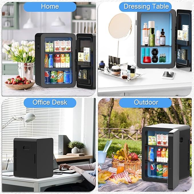 advwin 22L Mini Fridge for Bedroom, 30 Cans Portable Cooler & Warmer Compact Refrigerators with AC/DC Power for Skin Care, Beverage, Cosmetics, Food, Drinks, Office Desk Dorm Room