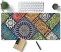 Bohemian Mandala Tile Large Mouse Pad, Vintage Aesthetic Gaming Desk Mat, XXL Keyboard Desk Pad Mat for Desktop, 35.4"x15.7" Non-Slip Base Big Mousepad with Stitched Edges