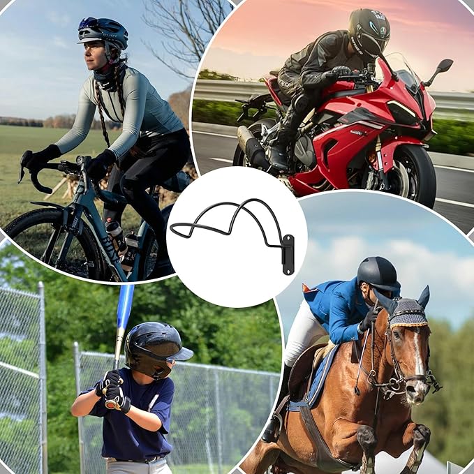 2 PCS Wall Mounted Helmet Rack Roma Helmet Holder Hook Multifunctionnal Metal Rack for Hats Mask Wall Mount Bracket Storage Display Rack with Screws for Equestrian Motorcycle Baseball Rugby Helmetet