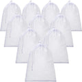 TecUnite 10 Pcs Mesh Bags Drawstring Laundry Bags Large Nylon Mesh Gift Dishwasher Bag with Sliding Drawstring for Kitchen Jewelry Gifts Wedding Favor Home(12 x 16 Inch,White)