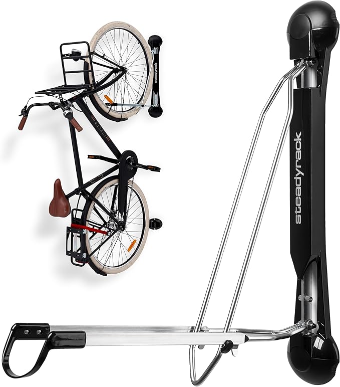 Steadyrack Bike Rack - Easy Lift Swivel Bike Wall Mount, Vertical Storage Solution for Bicycles with Fenders or Mudguards, Garage Bicycle Rack Wall Mount for Home