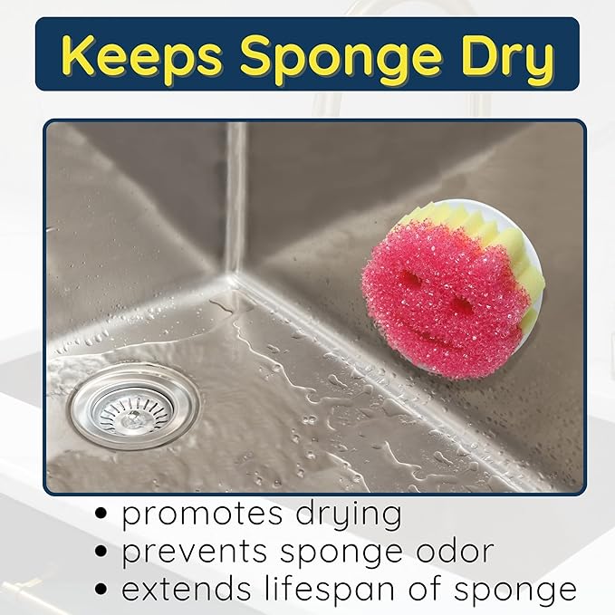 Scrub Daddy Sponge Holder - Stop Soggy Sponges with Suction Cup Caddy - Compatible Scrub Mommy Holder & Kitchen Sink Organizer by BeraTek - White, 1-Pack