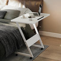 Overbed Bedside Table with Wheels,Small Desk Portable Rolling,Overbed Table Home Use,Movable Desk(White)