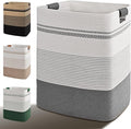 Laundry Hamper, 85L Tall Laundry Basket with Leather Handles, Rectangle Large Clothes Hamper for Organizing, Cotton Woven Laundry Baskets Storage Hampers for Bedroom, Nursery, Living Room