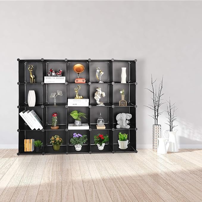 TUMUCUTE Cube Storage Organizer, DIY Plastic Closet Cabinet Modular Bookcase, Storage Shelves for Bedroom Living Room, Office（20-Cube，Plastic）