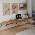 IAE Wall Mounted Folding Table with Pine Wood,60" x 16" Floating Wall Desk,Laundry Folding Table with Shelf Brackets,Fold Down Desk Shelf,Folding Workbench for Home,Dining,Laundry Room,Kitchen,Teak