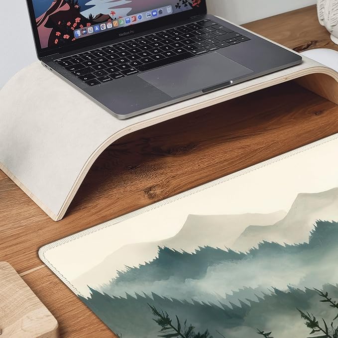 Misty Forest Large Mouse Pad,Gaming Keyboard Desk Pad,Extended Mouse Mat Non-Slip Rubber Base with Stitched Edges for Office Game Home XXL 35.4"x15.7"