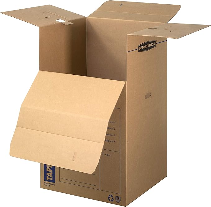 Bankers Box Tall Wardrobe Box 3 Pack, Tape-Free Design, 24-in x 24-in x 40-in (7710501)