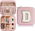 Parima Birthday Gifts for Women - Travel Jewelry Box, Unique Gifts for Women - Jewelry Case | Friends, Daughter, Granddaughter - Letter D, Pink