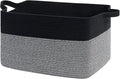 Goodpick Large Woven Blanket Basket 21.6" x 14.9" x 11.8" Storage Baskets for Organizing, Rectangle Baby Toy Bins for Kids Organizer Living Room Bedroom, Black & Gray