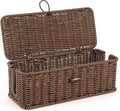 Cable Management Box, Handwoven Faux Rattan Cord Organizer Box with Lid, 2 Open Slots Cable Organizer Box, Decorative Cord Hider Box for Tv Computer USB Hub & Power Strip Holder
