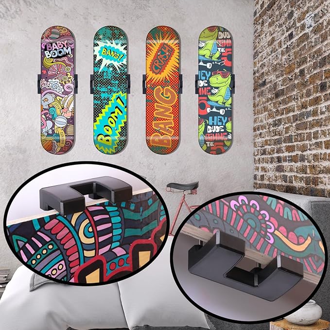 2 Set Skate deck wall mount,360° rotatable skateboard wall mount,Floating Display Hanger Grab,suitable for any skateboarder. (2 set)