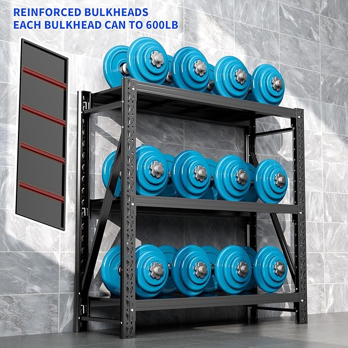 Garage Shelving Unit 1 Set Rustproof 50“W Heavy Duty Storage Shelves Easy Assembly 3 Tier Adjustable Metal Steel Utility Shelf Rack Garage Storage Organize for Tools Basement,Warehouse