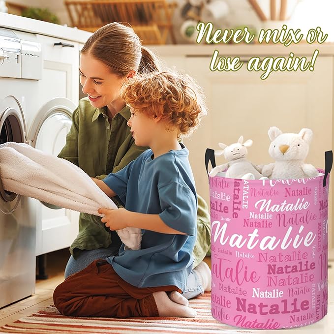 Custom Name Laundry Hamper, Personalized Laundry Baskets with Name for Boys Girls Women Men, Customized Collapsible Dirty Clothes Hamper Easy Storage Gifts for Bedroom Bathroom Living Room