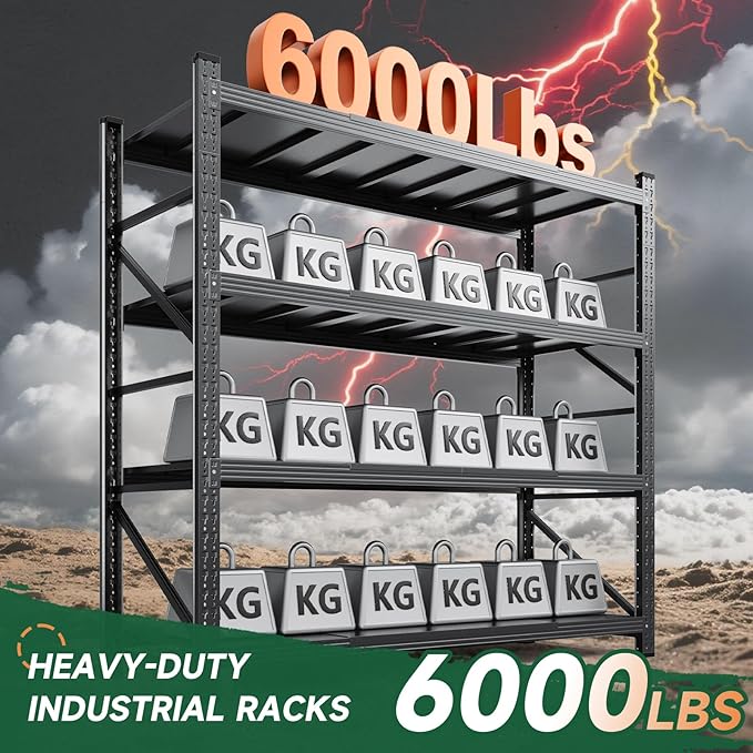 Letaya 6000LBS Storage Shelves Heavy Duty,79" W Garage Shelving Units, 4 Tier Adjustable Utility Rack Shelf,Large Metal Industrial Shelves,for Shop,Warehouse,Basement (79" W x 24" D x 79" H)