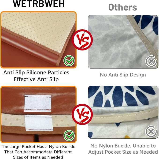 Non-slip Couch Organizer Armchair Caddy, Artificial Leather TV Remote Control Holder Bedside Caddy with 5 Pockets for Key Glasses Phone Magazine Holders.
