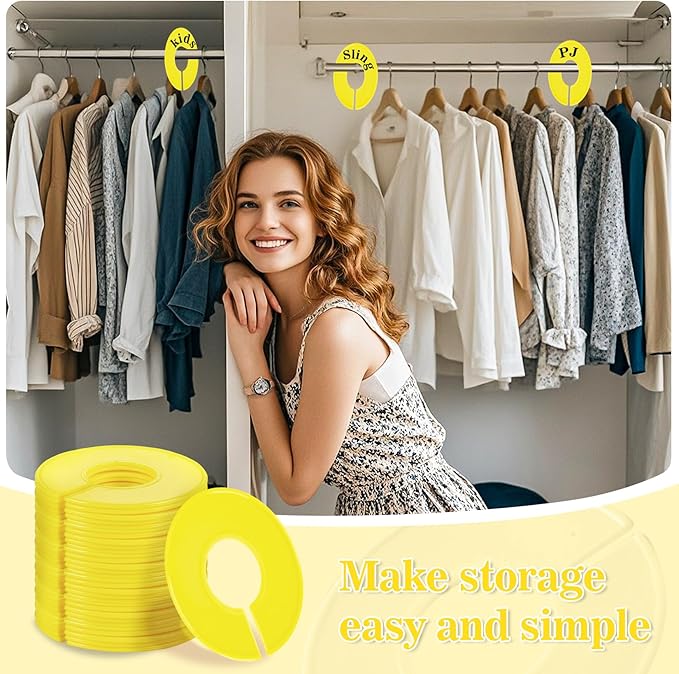 Sukh Closet Dividers 30pcs - Plastic Clothes Organizer Shelf Tags Labels for Clothing Rack Wardrobe Store Warehouse Nursery Must Haves Boutique Supplies Sturdy Durable Flexible No Burrs (Yellow)