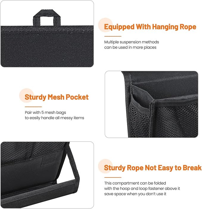 Bedside Caddy Hanging Bed Organizer Storage Bag Pocket with Power Strip Holder Multi-functional Organizer Caddy for Remotes Phone Glasses Magazines, Tablets, Accessories (7 pocket)