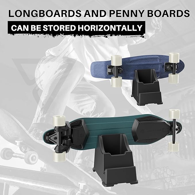 Hikeen Skateboard Holder Stand - Organize & Display Up to 2 Skateboards