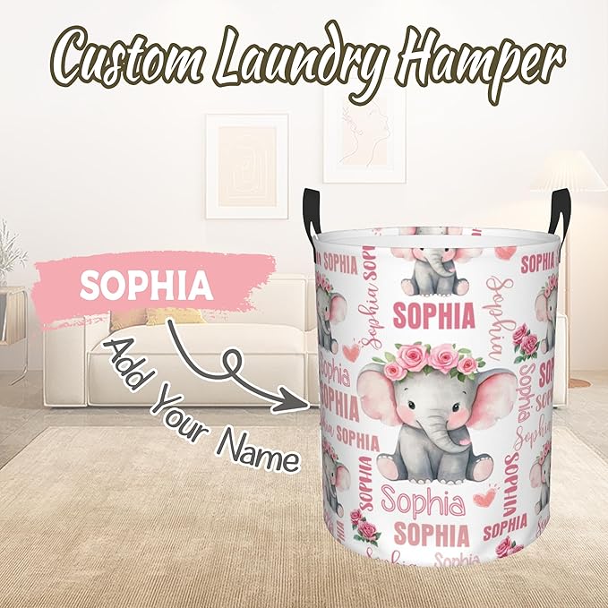 Custom Name Laundry Hamper, Personalized Laundry Baskets with Name for Boys Girls Women Men, Customized Collapsible Dirty Clothes Hamper Easy Storage Gifts for Bedroom Bathroom Living Room