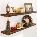 Fun Memories 55Inch Floating Shelves for Wall 2 Pack Shelves for Bedroom|Kitchen|Bathroom Wall Mounted Rustic Wood Floating Shelf with Invisible Brackets for Books|Storage|Decor, Rustic Brown