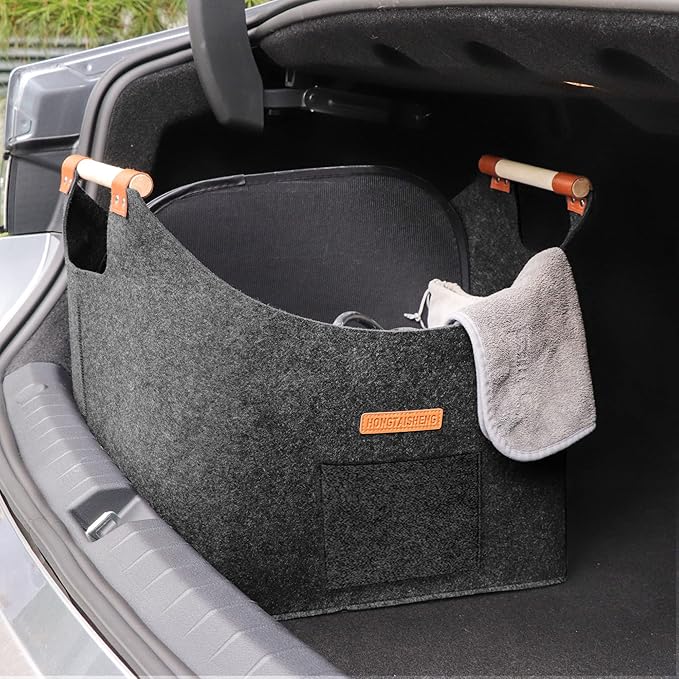 XL 4MM Felt Firewood Carrier | Log Carrier for Firewood | Wood Container with Extra Thick Felt Foldable & Reinforced Handle | Storage Basket for Shopping, Firewood, Logs, Newspaper (DARK GRAY)